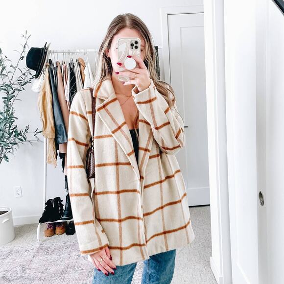 Joie Neutral Tan Plaid Jacket - Picture 12 of 12